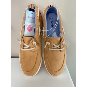 Cat & Jack Boat Shoes‎ Boys Size 4 Tan Faux Suede Nautical NWT